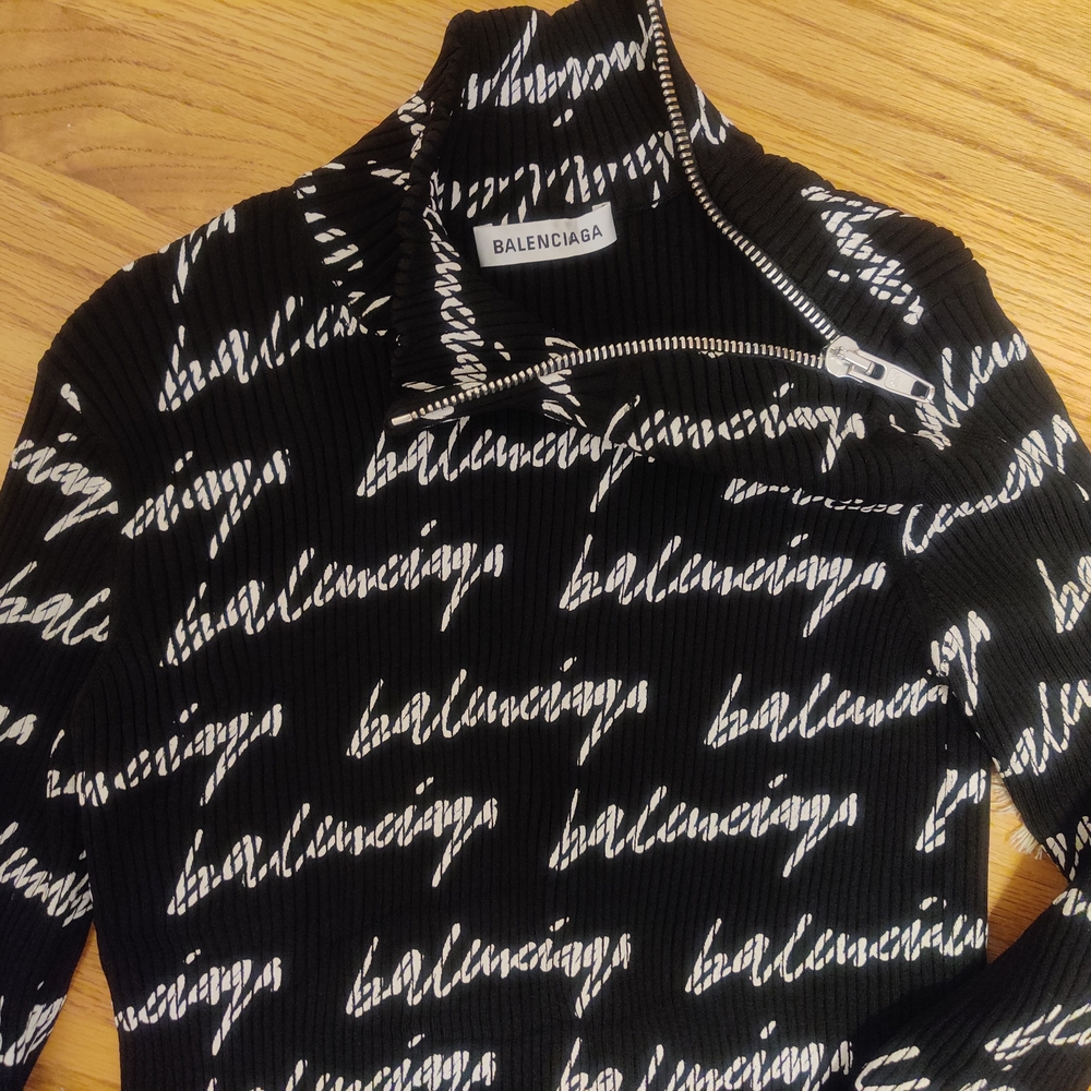 Balenciaga Black and White Knit Top
